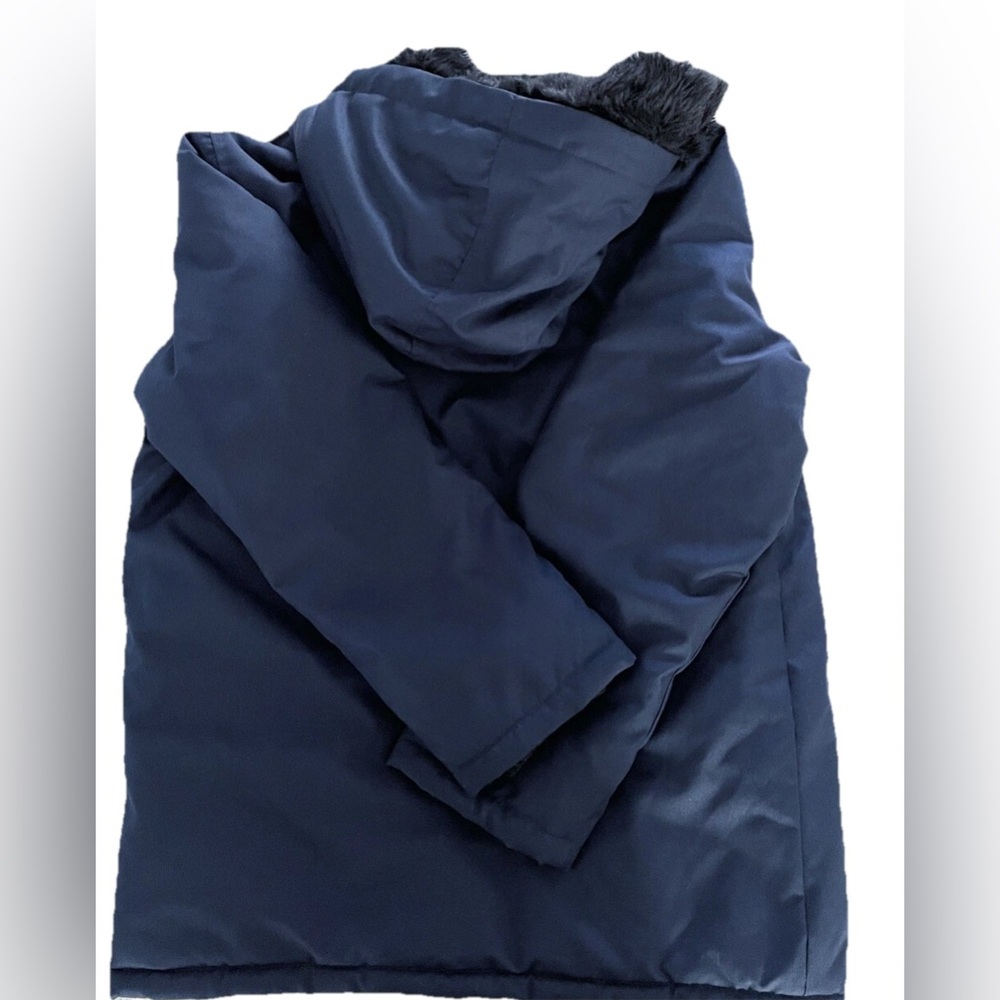 Nautica Women’s L Winter Parka Jacket Hooded Navy Blue Faux Fur Lined Warm Coat - Picture 9 of 10